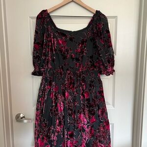Torrid Black and Pink Floral Long Sleeve Dress